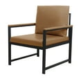 thumbnail image 3 of PVC Leather Accent Arm Chair, Living Room Chair with thick Padded Backrest, Metal Frame Reading Room with Non-slip Adsorption Feet for Lounge, living Room, Office or Reception Area, Camel, 3 of 8