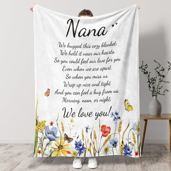 Nana Gifts from Grandchildren,Nana Birthday Gifts Soft Fleece Blanket, Unique Birthday Gifts for Nana from Granddaughter Throw Blanket 60x50inch