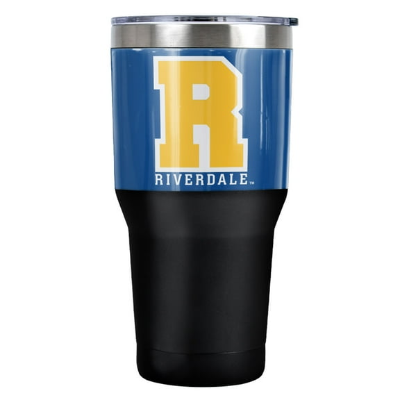 Riverdale Varsity Letter Stainless Steel Tumbler 30 oz Coffee Travel Cup, Vacuum Insulated & Double Wall with Leakproof Sliding Lid
