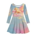 thumbnail image 4 of DISNIMO Girls Horse Dress Long Sleeve Kids Sky Dress Girls Fancy Dresses Size 3-4 Long Sleeve Midi Dress for Girls Fall Swing Dress Children Girls Skater Dress Long Sleeve Twirl Dresses for Girls, 4 of 6
