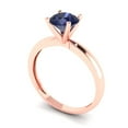 thumbnail image 2 of 1 ct Round Cut Simulated Blue Sapphire Solitaire Engagement Ring for Women in 18K Rose Gold, 2 of 5