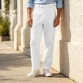 thumbnail image 6 of yeiolnoer Mens Dress Pants Comfortable Work Pants Straight Leg Loose Pants with Pockets Business Casual Outfits(White,X-Large), 6 of 7