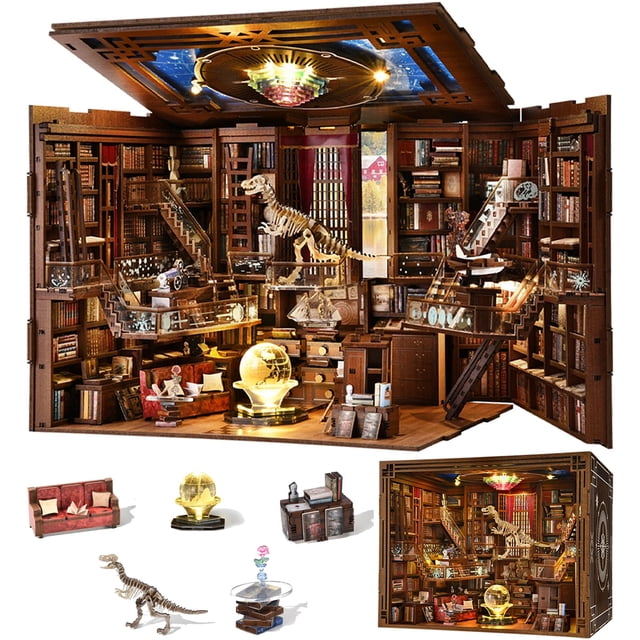 Kit de biblioteca para libros DIY Book Nook, estantería en miniatura para casa de muñecas