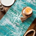 thumbnail image 3 of Summer Coastal Table Runner 70 Inches, Ocean Compass Starfish Shell Conch Blue Green Bed Runner Dresser Scarves Tabletop for Indoor Outdoor Parties/Ceremony/Banquet, 13" x 70", 3 of 9