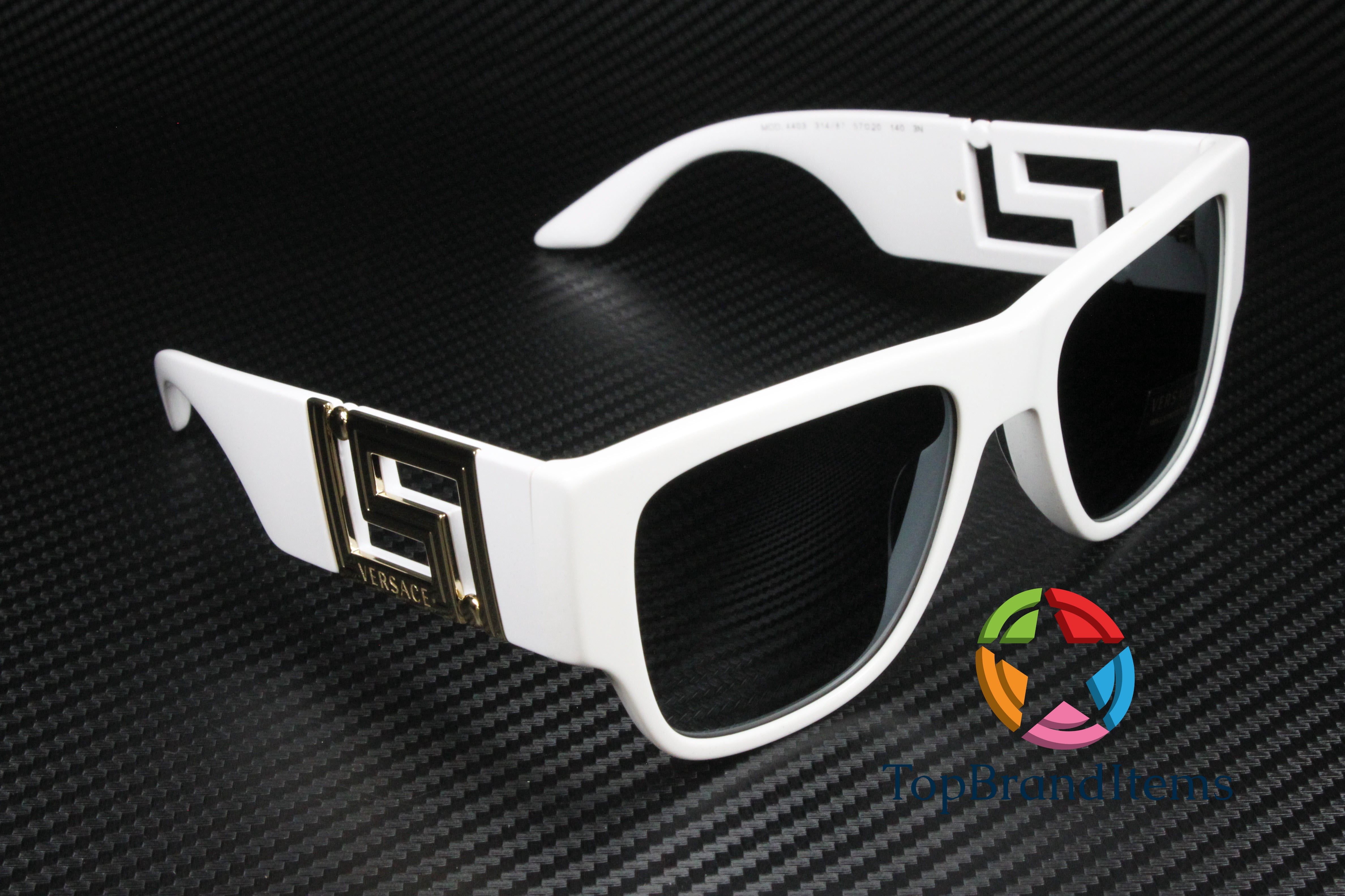 VERSACE VE4403 314 87 White Dark Grey 57 mm Men's Sunglasses