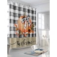 thumbnail image 3 of Fall Shower Curtain Pumpkin Shower Curtains for Bathroom Thanksgiving Decor, Waterproof Polyester Shower Curtain Set with Hooks, Stall Long 36" x 72" Sunflower Black White Plaid, 3 of 6