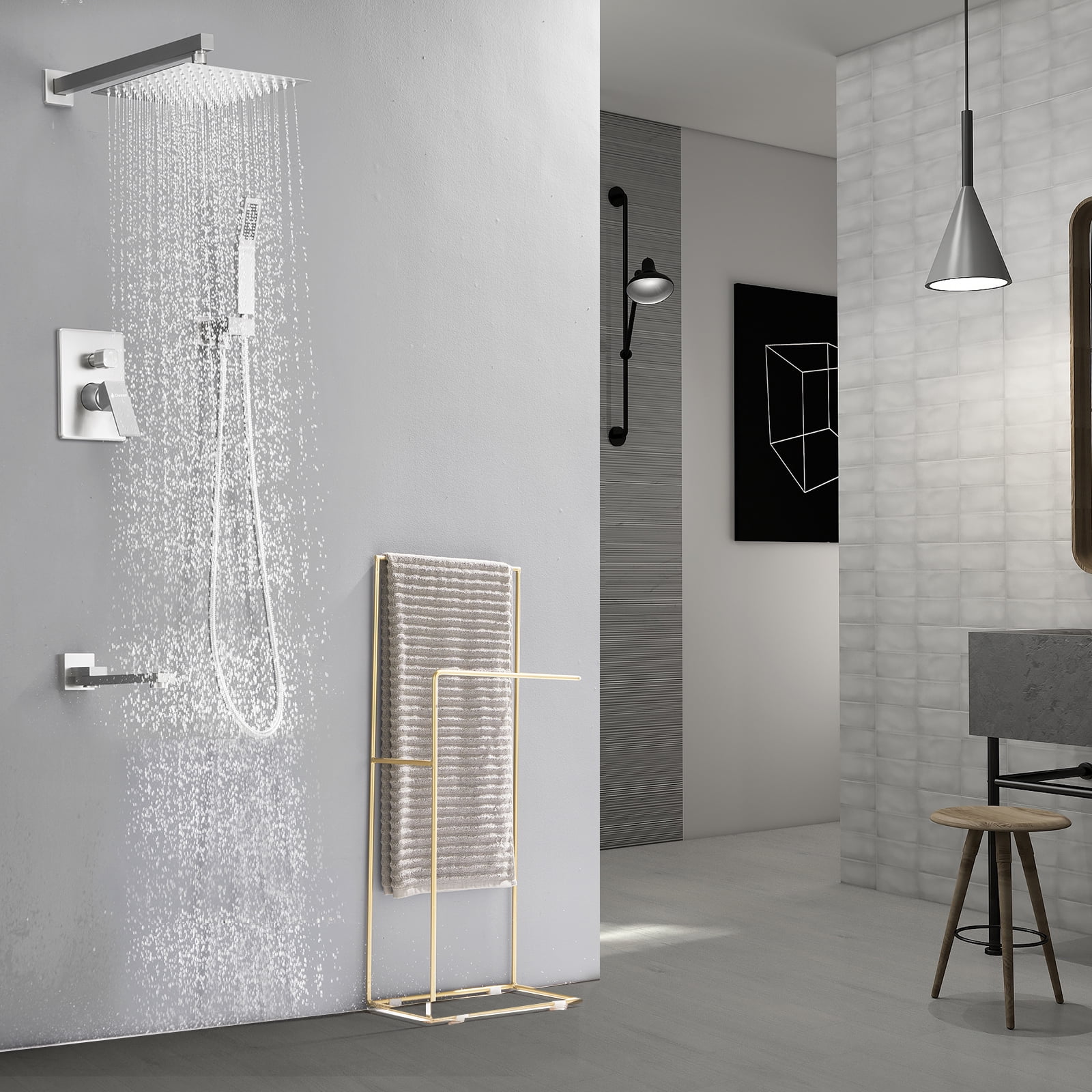 FOSES Brass Brushed Nickel Tub Shower Faucet