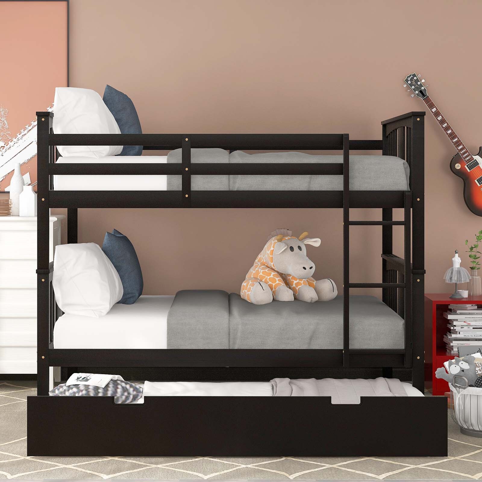 OVERDRIVE Versatility Galore Full over Full Bunk Bed with Twin Size Trundle and Ladder