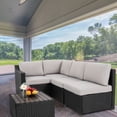 thumbnail image 4 of HAPPATIO 5-Piece Wicker Patio Conversation Set with Gray Cushions, 4 of 7