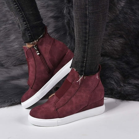 

Bescita Women Boots Retro Flat Bottom Shoes Casual Boots Plus Size Shoes