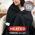 thumbnail image 3 of Sunbeam Heated Electric Brushed Fleece Throw Blanket, Black, 4 Heat Settings, 50 x 60 in, 3 of 12
