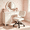 Beige, variant on Cute Task Chair, Adjustable Armless Activity Chair with Wheels, Comfy Low Back Swivel Desk Chair, White