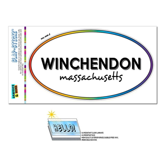 Winchendon, MA - Massachusetts - Rainbow - City State - Oval Laminated Sticker