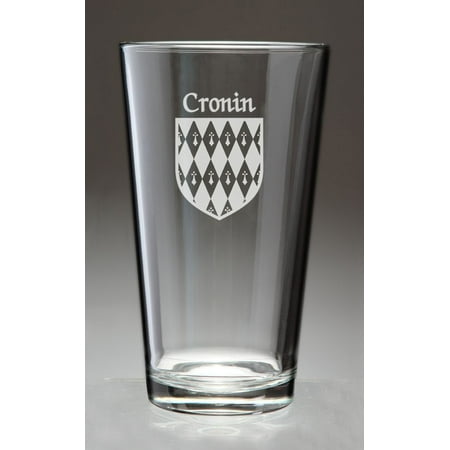 

Cronin Irish Coat of Arms Pint Glasses - Set of 4 (Sand Etched)
