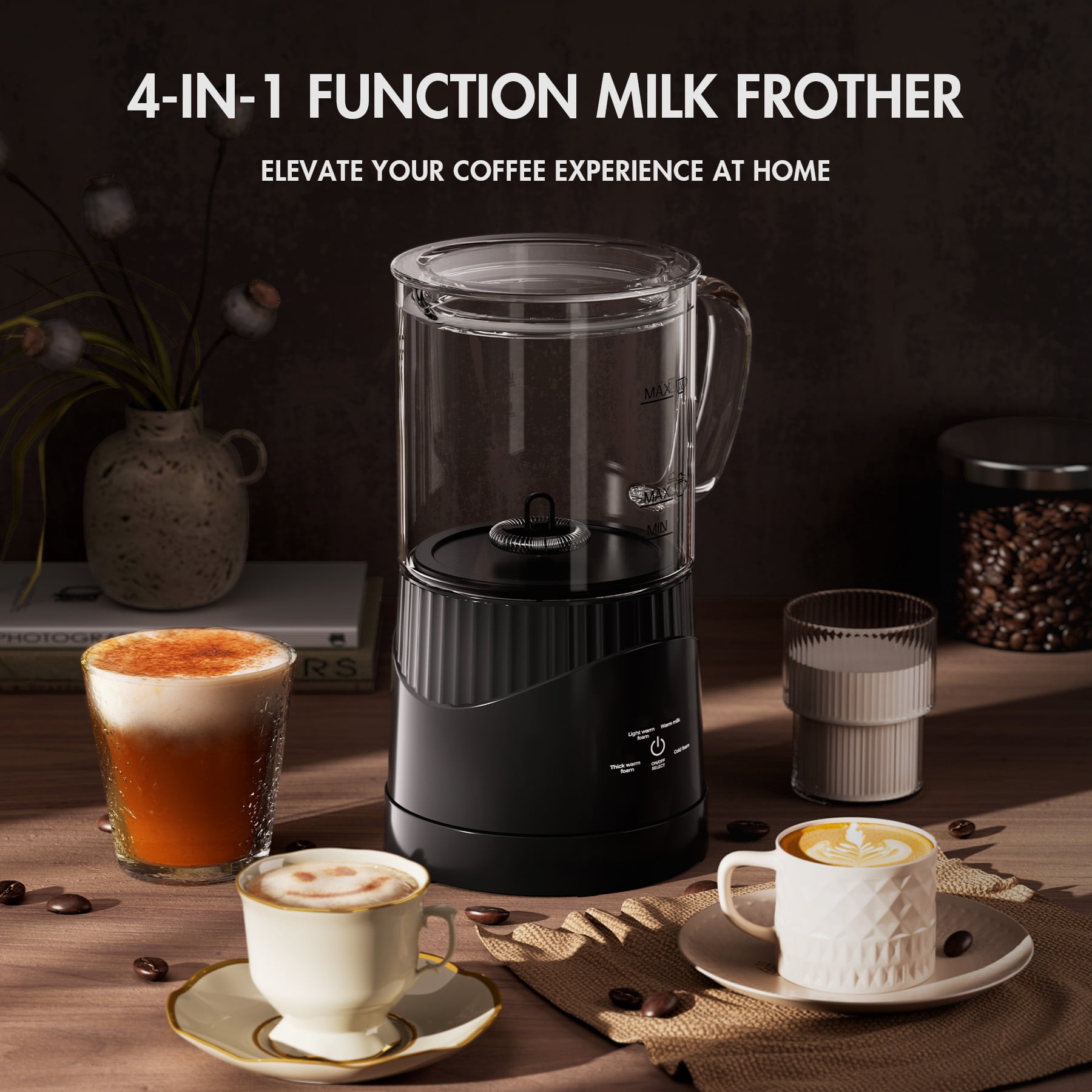 4-in-1 Electric Milk Frother and Warmer – Amare Coffee