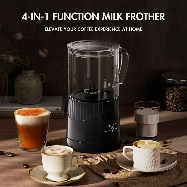 ALROCKET Milk Frother, 4 IN 1 Automatic Warm and Cold Milk Foam Maker,  400ml/13.5oz Milk Steamer for Coffee, Black 