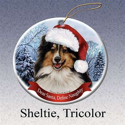 I Can Explain!' Sable Sheltie Dog Porcelain Hanging Ornament Pet Gift 'Santa. 