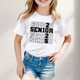 thumbnail image 2 of Zhuashum Teen Tops For Girls 11-12 Years Solid Color Letter Graphic Crew Neck Short Sleeve Tee Spring Summer Daily Shirts Leisure Outfits White, 2 of 4