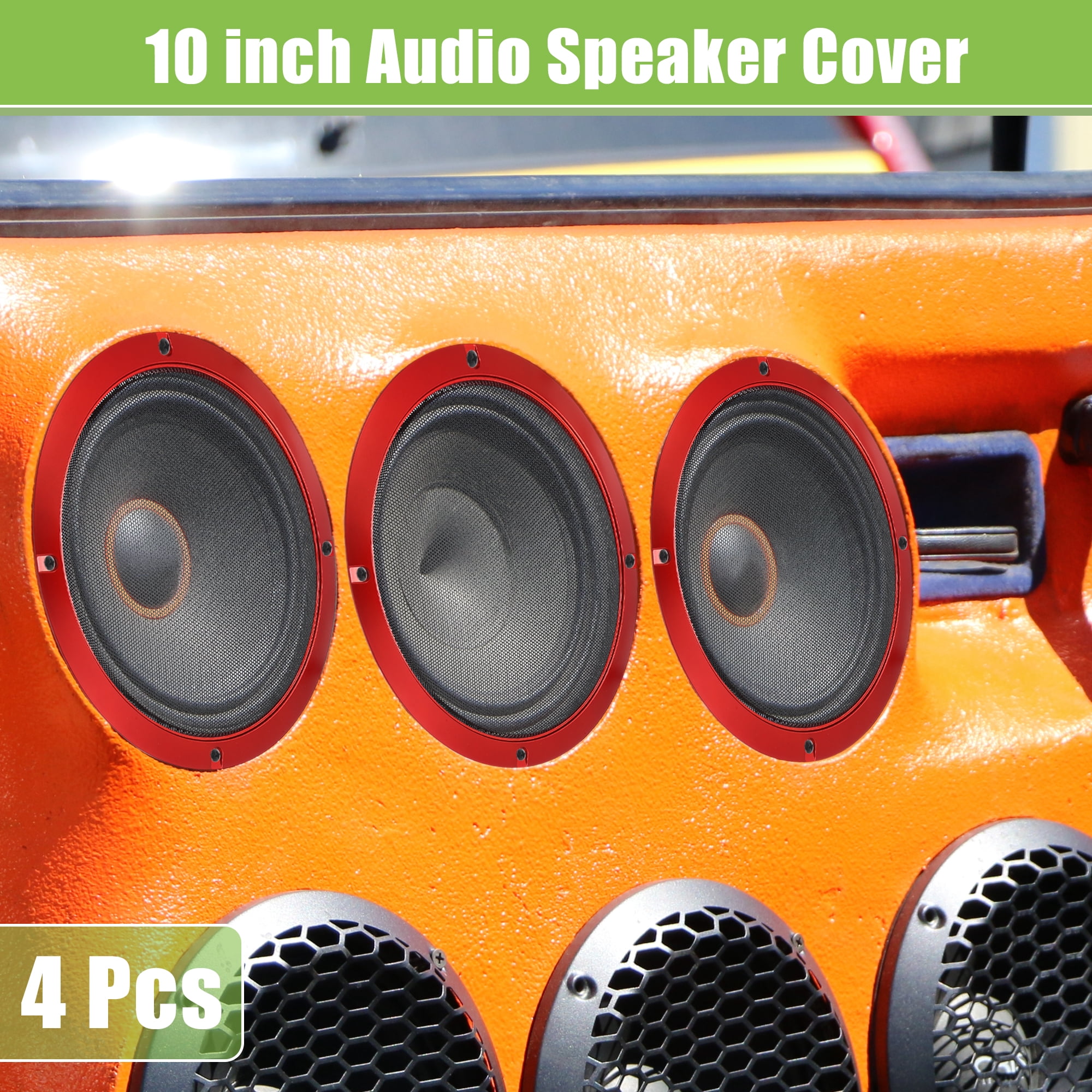 Unique Bargains Speaker Grills Cover Round Audio Speaker Subwoofer Protector Case Red 10"