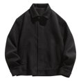 thumbnail image 2 of Aueoeo Men'S Velvet Bomber Jacket Sport Coats Stand Collar Full Zip Sweatwear With Pockets(Available In Big Size) Black X-Large, 2 of 5