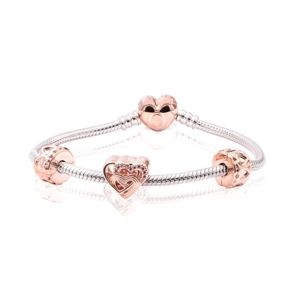 PANDORA Intertwined Love Hearts Bracelet, 14 ct. t.w. in Rose Gold
