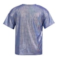 thumbnail image 4 of YONGHS Men's Metallic Shiny Short Sleeve T-shirt Holographic Round Neck Party Disco Club Tee Top Royal Blue S, 4 of 7