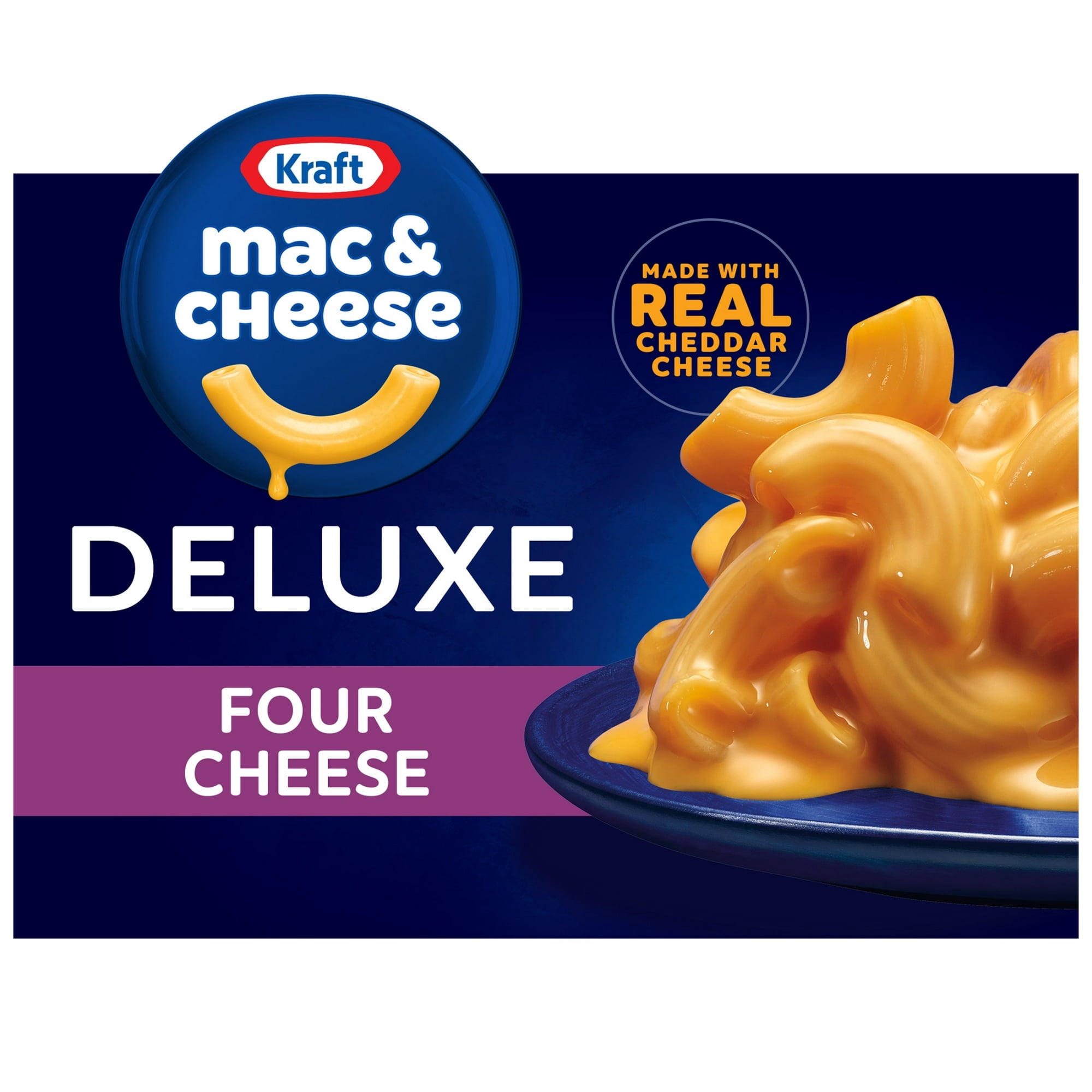 Kraft Deluxe Four Cheese Mac N Cheese Dinner, 14 oz Box, Shelf-Stable, Pack of 4