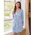 thumbnail image 2 of Ekouaer Nightgowns for Women Long Sleeve Sleepshirt Button Down Nightshirt Boyfriend Nightdress Sleepwear, 2 of 6