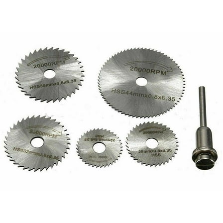 5Pcs Saw Blades  1 Extension Rod, Mini HSS Circular Saw Disc Blade Rotary Cutter Plate For Metal Tool Set