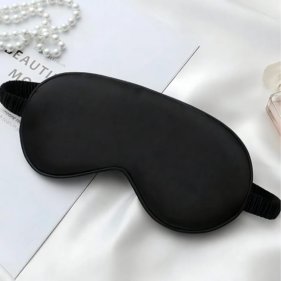 Silk Sleep Mask,Eye Mask for Sleeping,Elastic Blackout Eye Mask & Blindfold for Full Night's Sleep,Travel and Nap(Black)