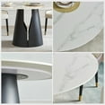 thumbnail image 6 of POVISON 51"Modern Round White Dining Table for 4, Matte Sintered Stone Tabletop, Solid Black Carbon Steel Base, 6 of 6