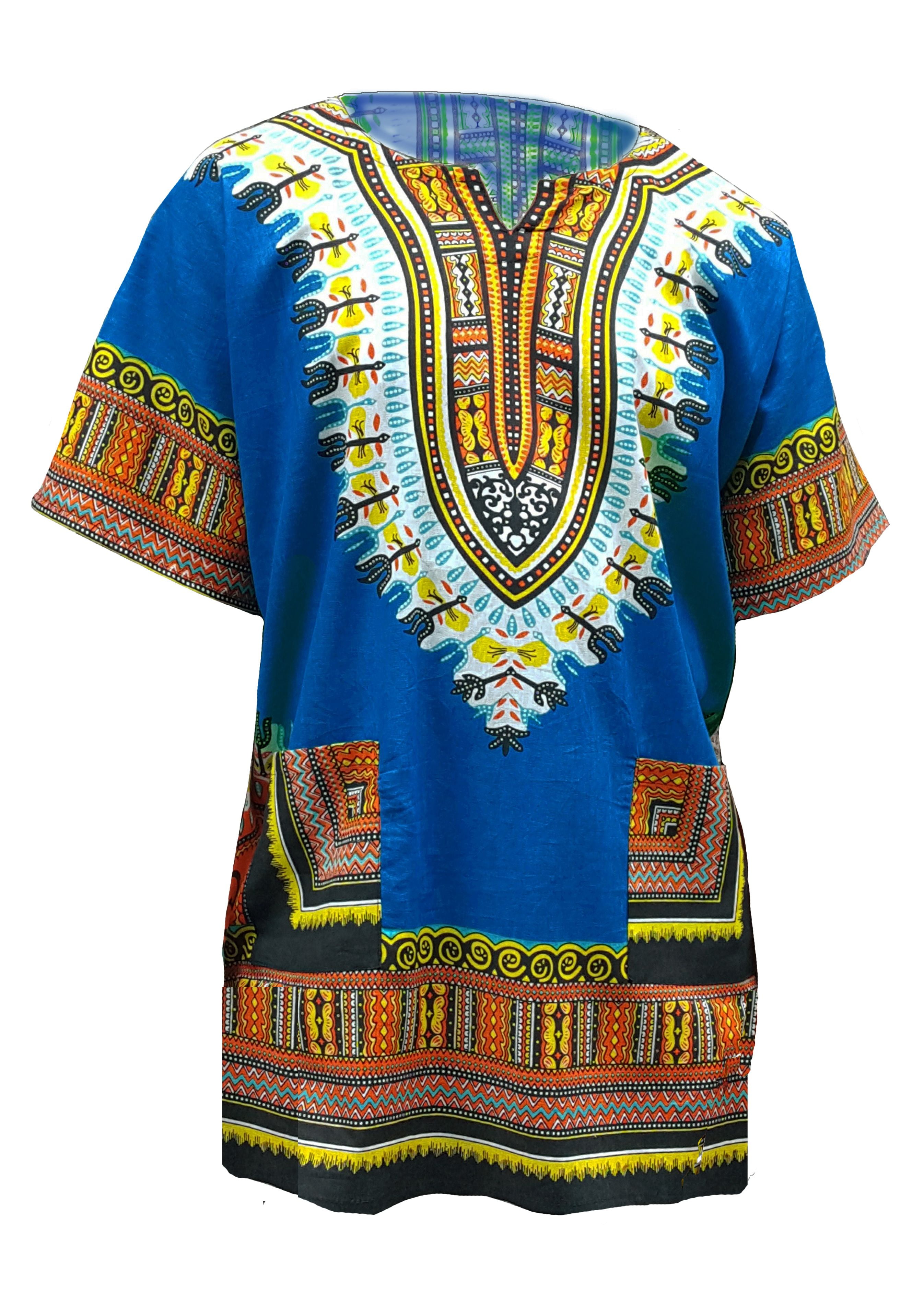 Blue African Print Dashiki Shirt from S to 7XL Plus Size - Walmart.com