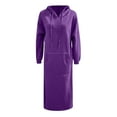 thumbnail image 6 of Wangmeiwg Women's Sweatshirts Women's Loose Fit Knitted Hooded Sweater Dress with for Autumn Winter Fashion Long Pocket Skirt Casual Warm Outfit Purple 5XL, 6 of 6