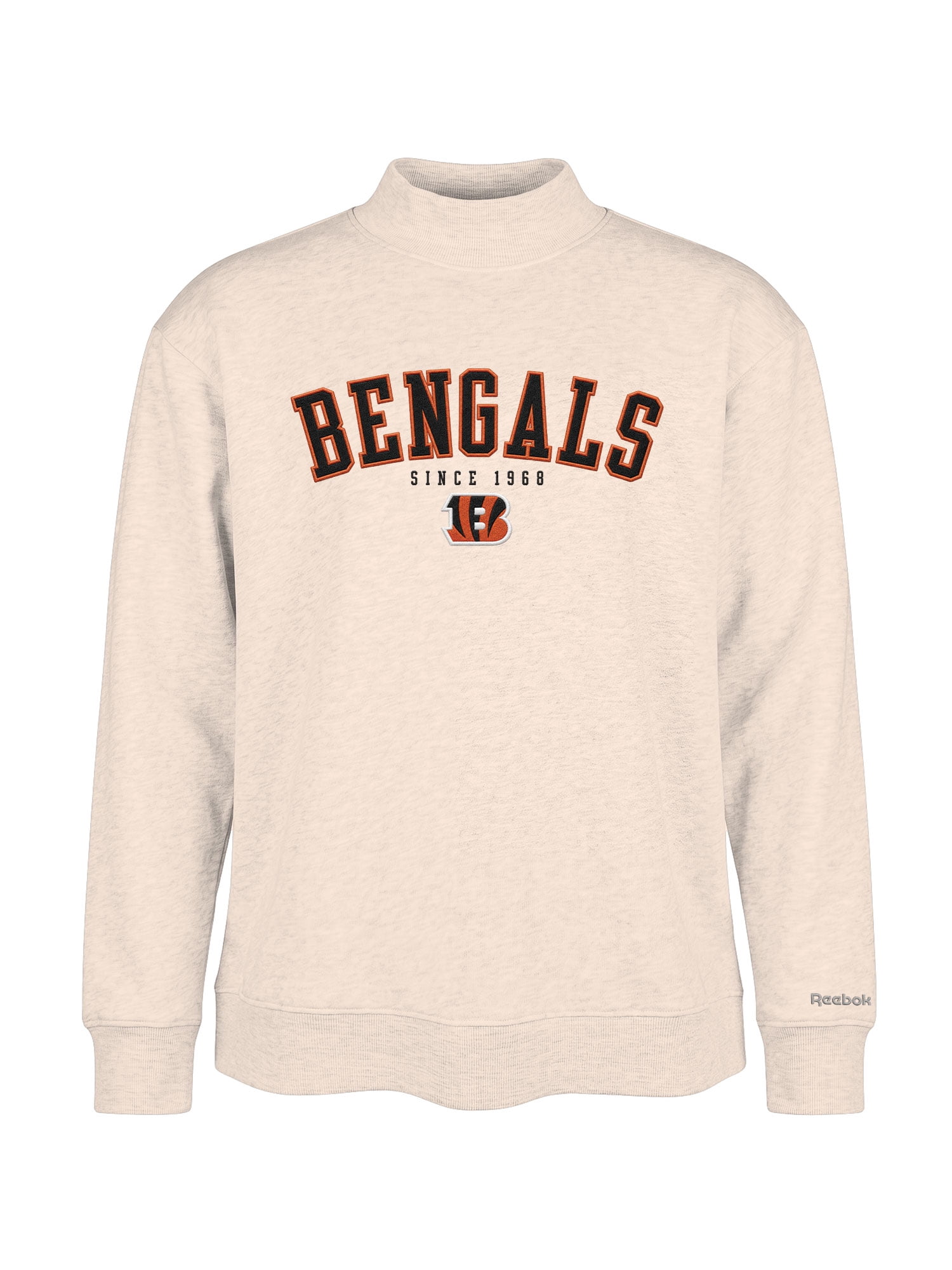 Cincinnati Bengals Reebok Womens Oat Mock Neck Oversized Tunic Sweatshirt
