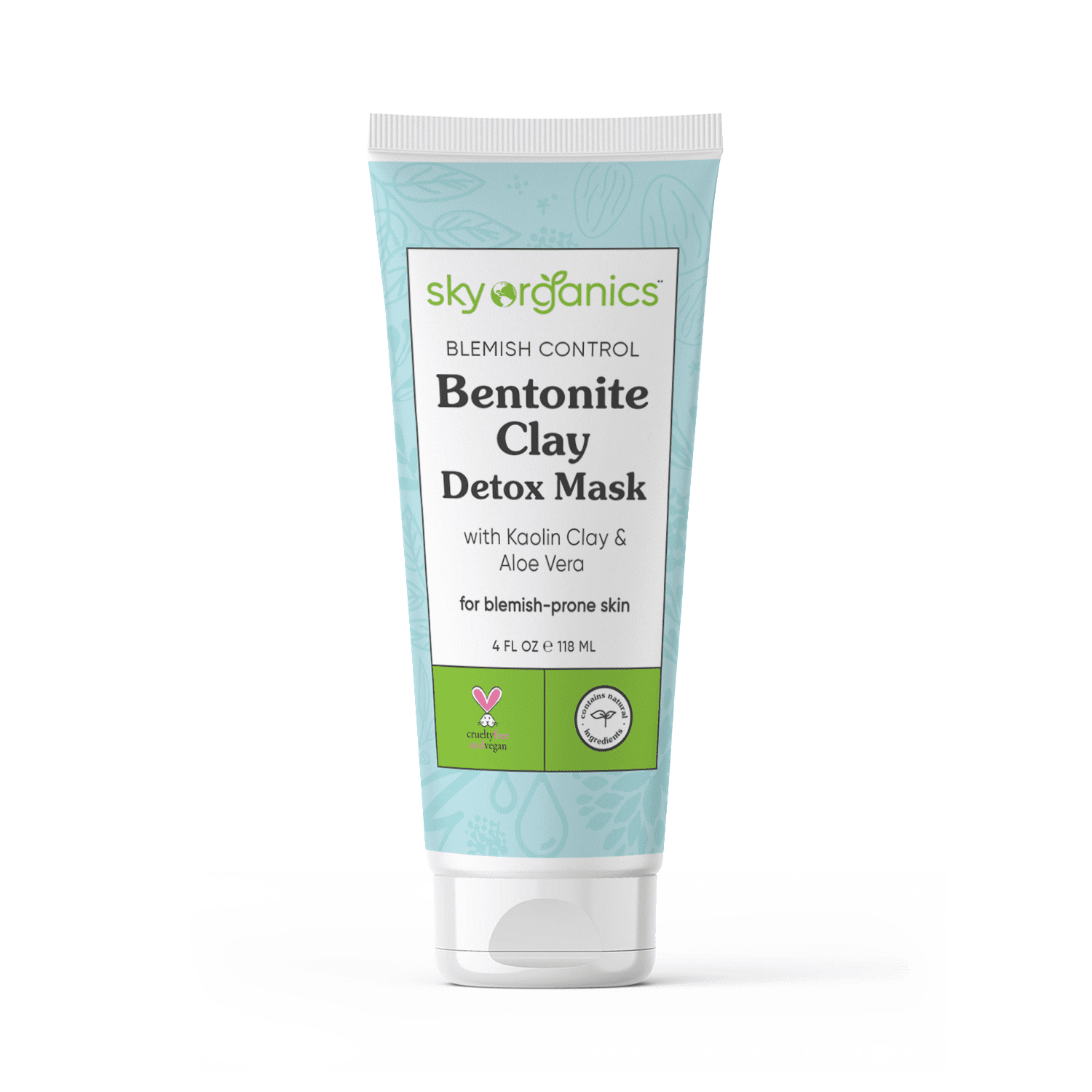 Sky Organics Blemish Control Bentonite Clay Detox Mask for Face to Detoxify, Cleanse & Soothe, 4 fl. Oz