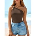 thumbnail image 3 of PRETTYGARDEN One Shoulder Going Out Tops for Women Summer Trendy Sleeveless Fitted Ribbed Shirts Spring Y2K Clothes, 3 of 10