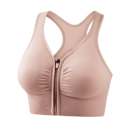 

Women s Removable Padded Sports Bras Zip Front Medium Support Workout Yoga Bra