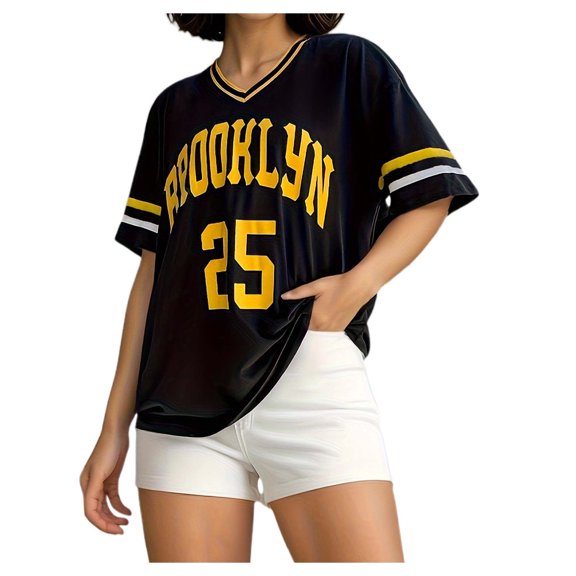 xfsWaSs Soft Womens Tops T-shirt Ladies V Neck Loose Fit T Shirt With Straps Short Sleeve Sports Graphic Tee Top Comfortable Letter Print Shirt Stylish Tee Shirts
