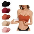 thumbnail image 2 of VISALY Push Up Bras for Women Bra Strapless Push Up, Women's Solid Color Strapless Gathered Front Buckle Strapless Invisible, Strapless Bras Sticky Bra Strapless Backless Silicone Bras, Red2,M, 2 of 9