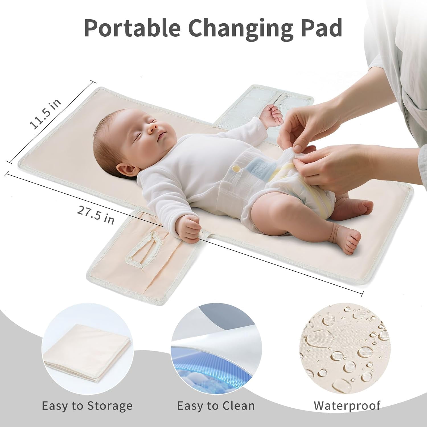 Diaper Bag Backpack for Mom/Dad with Changing Pad, Multi-Function Neoprene Large Newborn Baby Maternity Bags Travel Tote with Insulated Pockets Oat