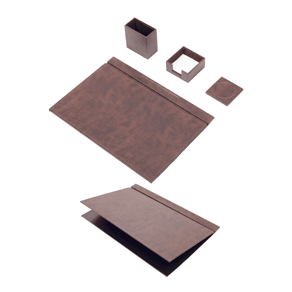 Leather Desk Set With 4 Accessories - Mobile Phone Holder - Pen Holder - Desk Pad - Desk Accessories - Handmade