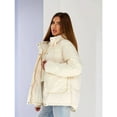 thumbnail image 4 of Ladies' Autumn and Winter Warm Coat Fashionable and Simple Casual Hooded Drawstring Button Large Pocket Jacket Solid Color Campus Warm Coat, 4 of 9