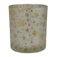 thumbnail image 2 of Northlight Frosted Stars and Snowflakes Glass Christmas Candle Holder - 3"  - Matte Silver and Gold, 2 of 5