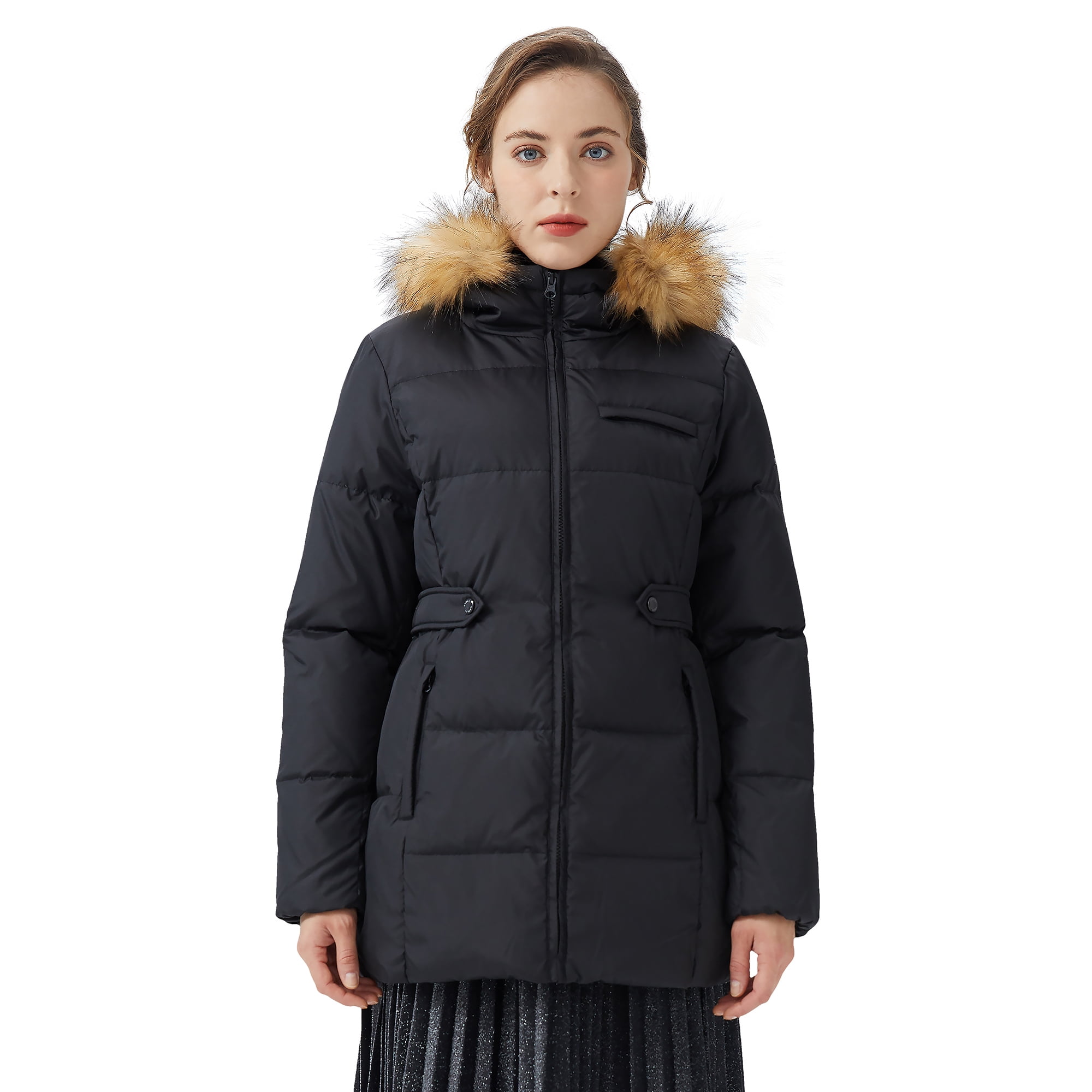 XQS Women Thicken Down Jacket with Faux Fur Hood Warm Puffer Coats XQS Women Thicken Down Jacket with Faux Fur Hood Warm Puffer Coats