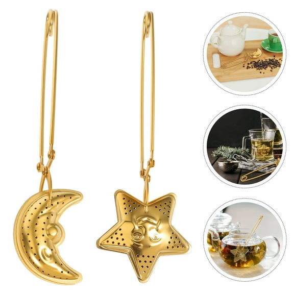 TEHAUX 2Pcs Golden Loose Tea Strainer Ball Stainless Steel Washable Tea Strainer for Travel Use