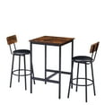 thumbnail image 4 of Rustic Brown Bar Table Set with 2 Stools - PU Seats, 23.62" Square, Kitchen/Dining. Industrial Style, Compact Design, Sturdy Metal Frame, Easy Assembly., 4 of 12