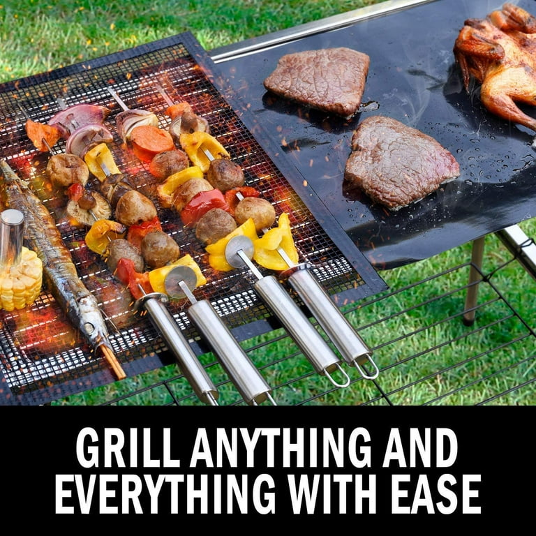 Grill Mat - Set of 3 Non Stick BBQ Grill Mats -Heavy Duty,Reusable and  Dishwasher safe - Easy Clean & Easy Use on Gas, Charcoal, BBQ,Electric Grill
