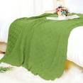 thumbnail image 2 of PiccoCasa 100% Cotton Cross Cable Knit Throw Blanket For Sofa Couch Bed Home Bedding, Green 60"x 78", 2 of 8