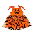 thumbnail image 3 of MEZZALL Kids Sleeveless Party Dress Cute Pumpkin Graphic Bat Print Flowy Tulle Skirt Girls Halloween Carnival Birthday Sundress Comfort Dresses, 3 of 8