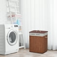 thumbnail image 2 of HOMCOM Bamboo Laundry Basket, Collapsible Laundry Hamper, Brown, 2 of 8